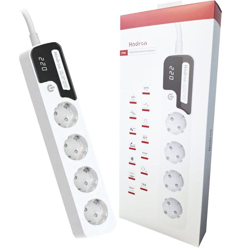 yoByqvY5gUmQry7A چند راهی برق و محافظ ولتاژ هادرون Hadron مدل P244-سفید - تصویر 1