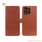 کیف چرمی موبایل مگنتی محافظ لنزدار Xiaomi Redmi 15C / Poco C85 - قهوه ای روشن