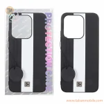 قاب Protection Case طرح چرم لوگو فلزی Xiaomi Redmi 15C / Poco C85 - مشکی سفید (پک دار)