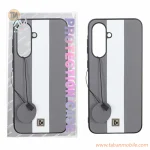 قاب Protection Case طرح چرم لوگو فلزی Samsung Galaxy A56 / A36 - خاکستری سفید (پک دار)
