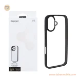 قاب اورجینال Spigen با توری اسپیکر فلزی Apple iPhone 16 - شفاف مشکی (پک دار)