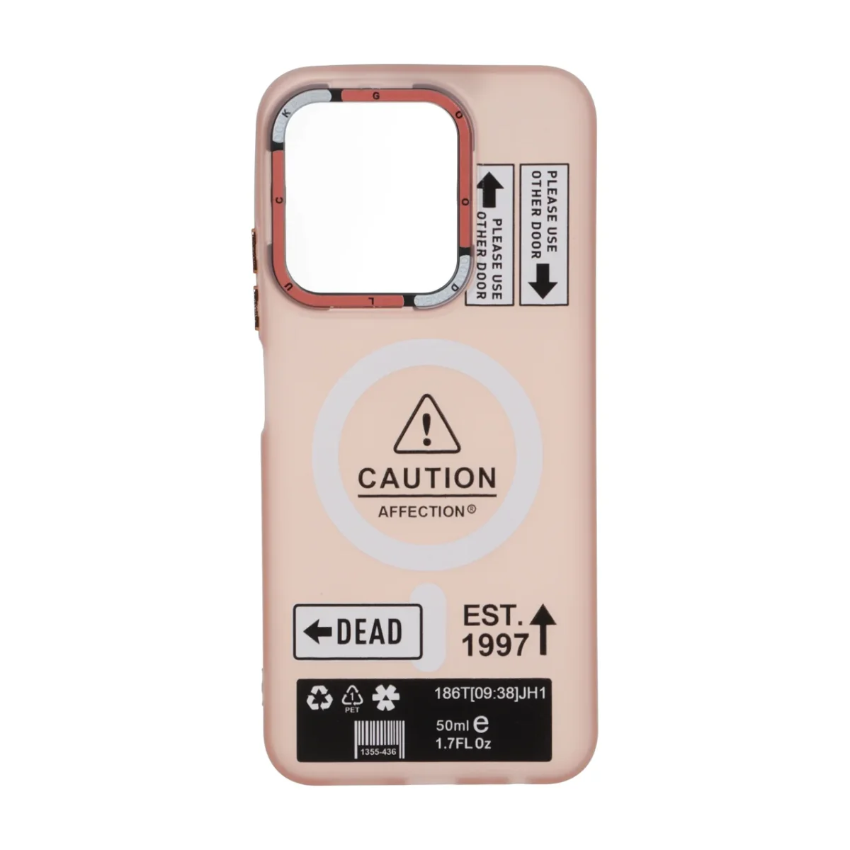 قاب Caution مات طرح مگ سیف دکمه متال Xiaomi Redmi 15C / Poco C85 - صورتی - تصویر 2