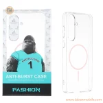قاب شفاف Anti Burst دور ژله ای MagSafe مدل Samsung Galaxy S25 FE - صورتی (پک دار)